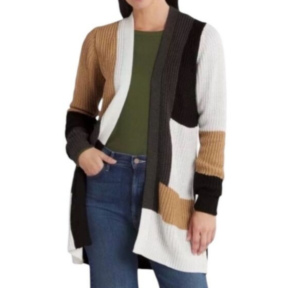 Fortune & Ivy Women's Colorblock Open Front Cardigan Sweater Size Large - Picture 4 of 12